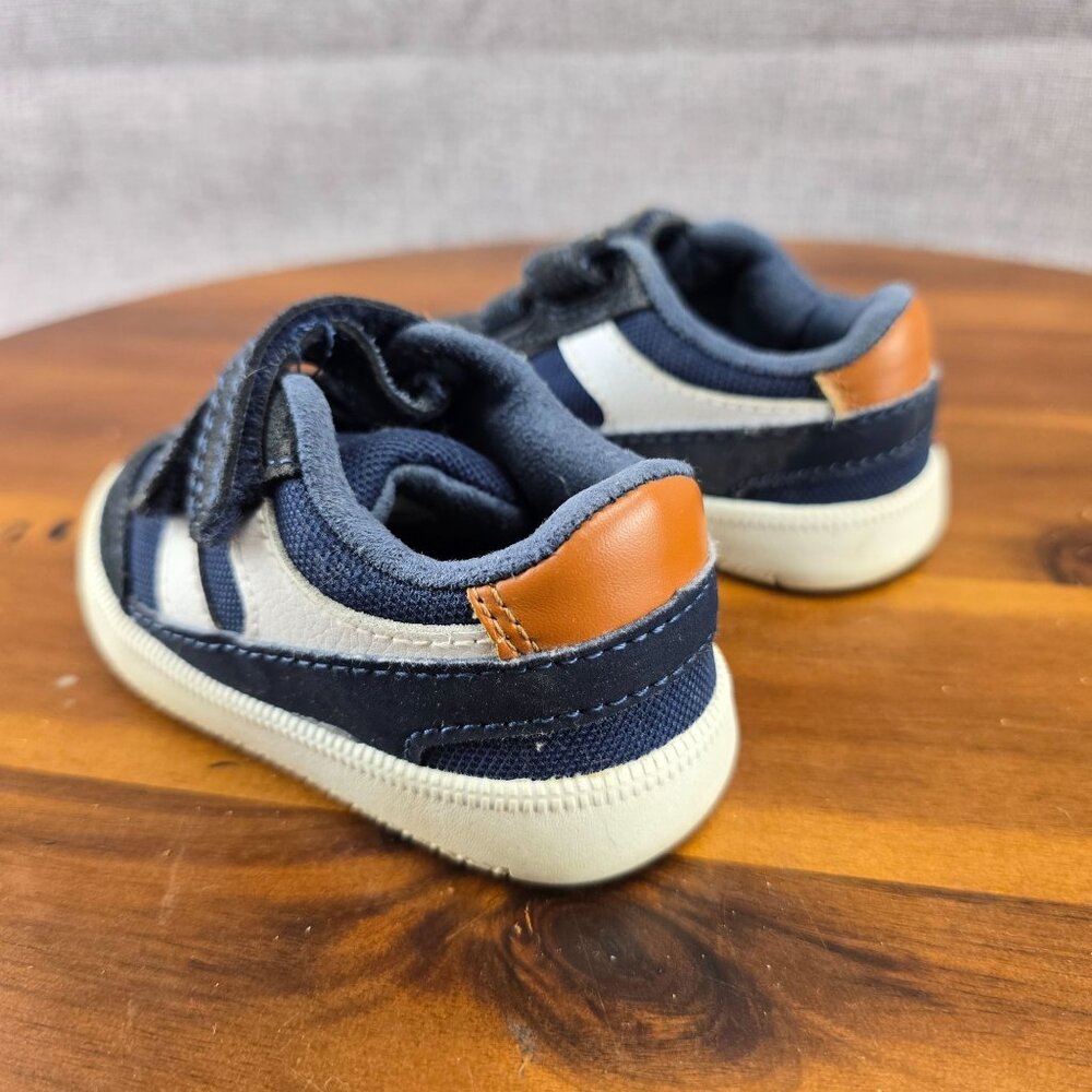 Cat & Jack Boys Navy & White Sneakers With Hook & Loop Straps Size 5 - Picture 10 of 13